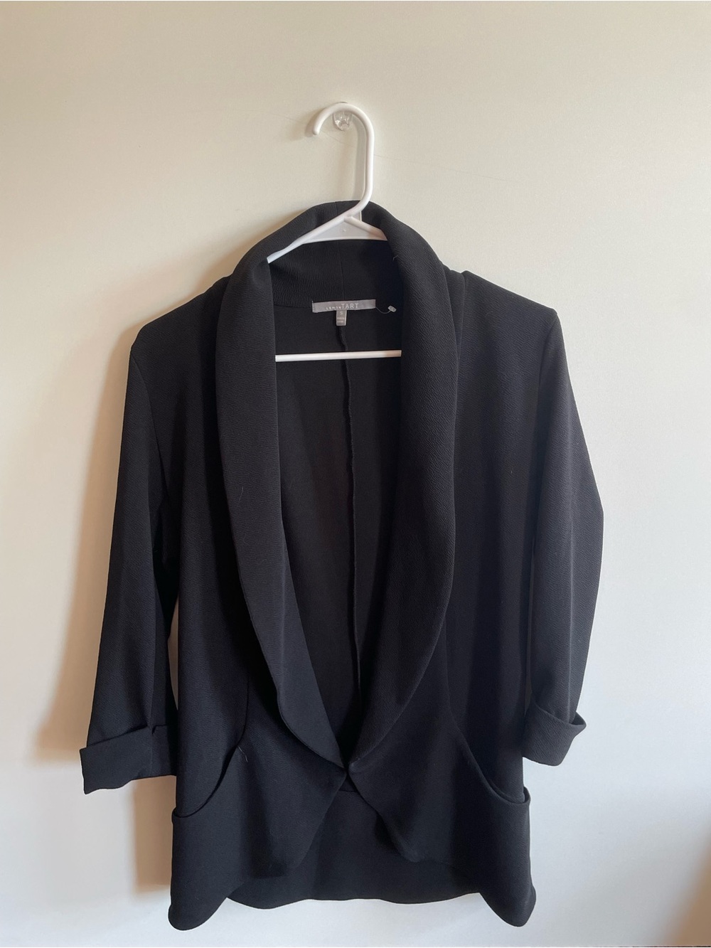 Black Shawl Collar Open Blazer Jacket